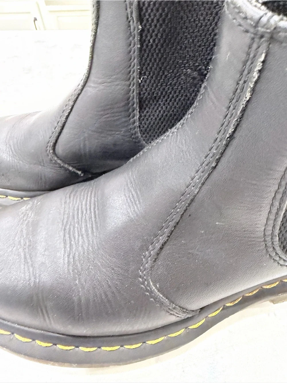 Dr. Martens Kids Black Chelsea Boots with Yellow Stitching